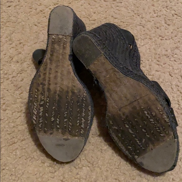 Black Espadrille Wedges Sz 8 - Picture 5 of 6